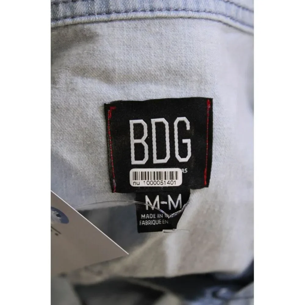 BDG Womens Cotton Snap Closure Long Sleeve Crop Denim Jacket Blue Size M